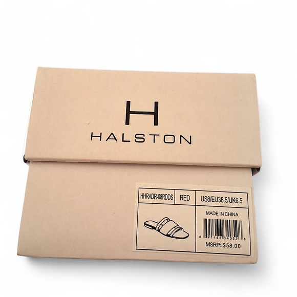 Halston Red Croc-Embossed Flat Slide Sandals – Size 8 - Picture 11 of 12